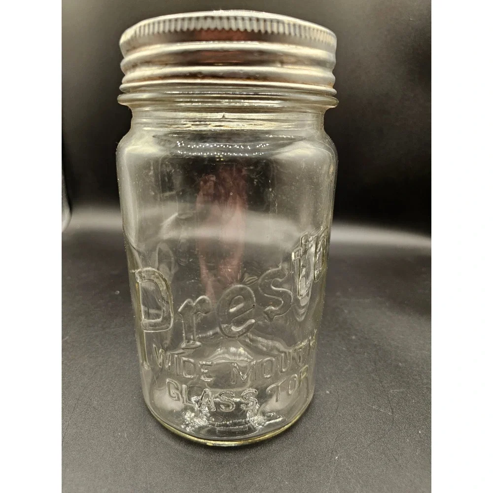 Vintage Presto Wide Mouth Glass Top Canning Jar Illinois Glass Co 7 inch Clear